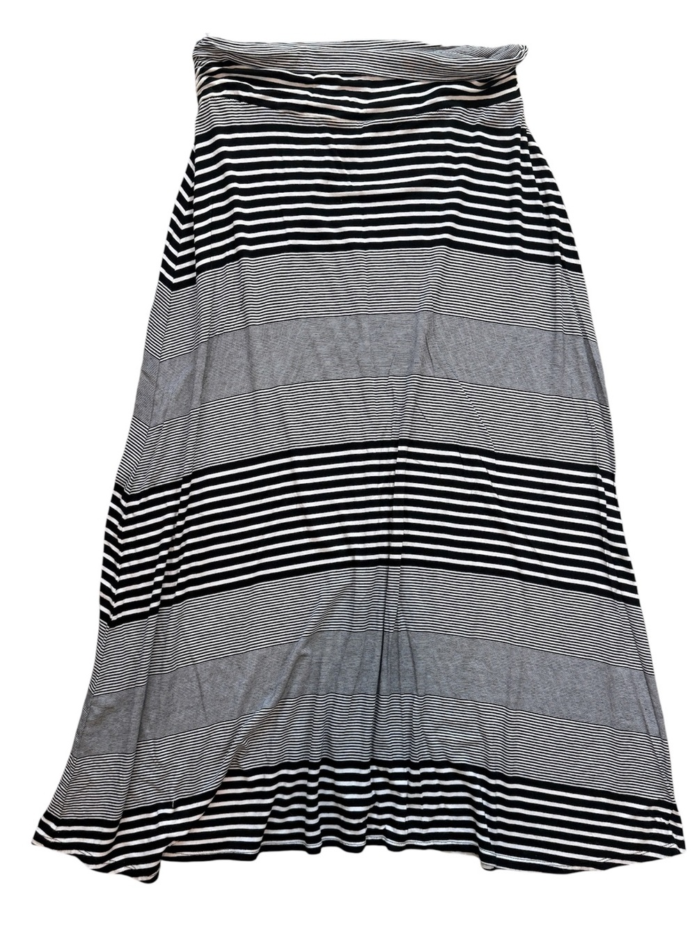 Striped Black & Gray Maxi Skirt - Women